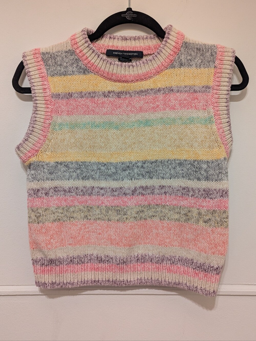 French Connection Pastel Stripe Knit Sweater Vest